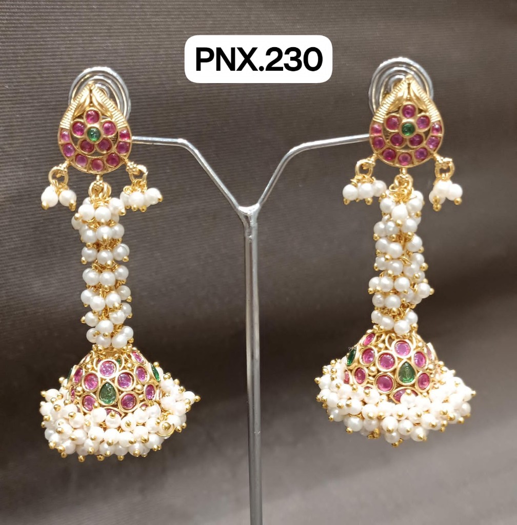 Long Pearl Cluster Designer Jhumka